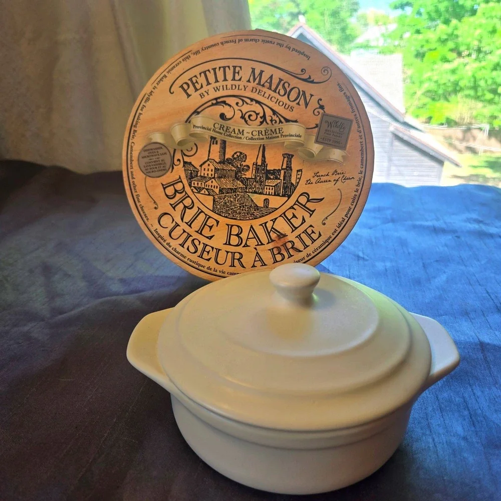 Petite Maison Wildly Delicious Cream Ceramic Brie Baker with Lid Provincial Home